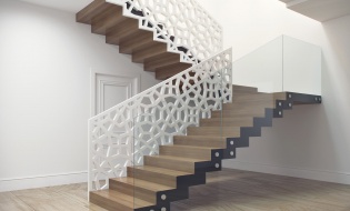 Интерьер Дизайн межэтажной лестницы в частном доме в Сочи