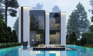 Архитектура Дом в духе кубизма с бассейном